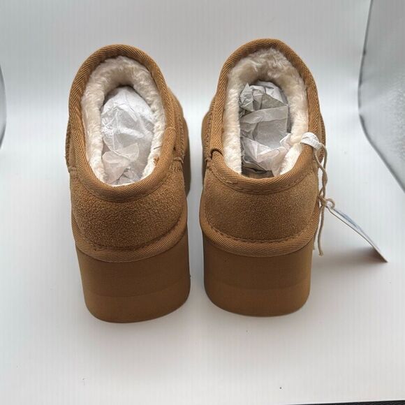 ✨ CUSHIONAIRE Women's Slip On Genuine Suede Cozy Mule Platform SIZE 7 CHESTNUT - Picture 4 of 8